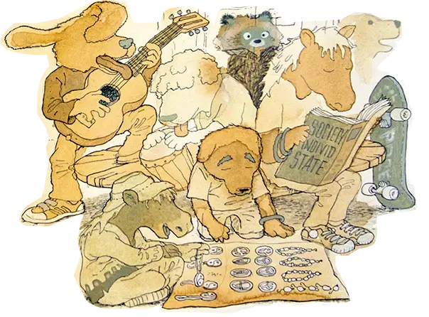 Ein Flashback-Bild der Helden aus dem Buch in ihren jungen Jahren